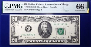 1969A $20 Federal Reserve Note Fr-2068-G Chicago PMG66 Gem EPQ - Picture 1 of 2