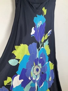 Banana Republic Maxi Skirt Women 6 100% Silk Navy Floral Lined Back Zip Evening - Picture 1 of 10