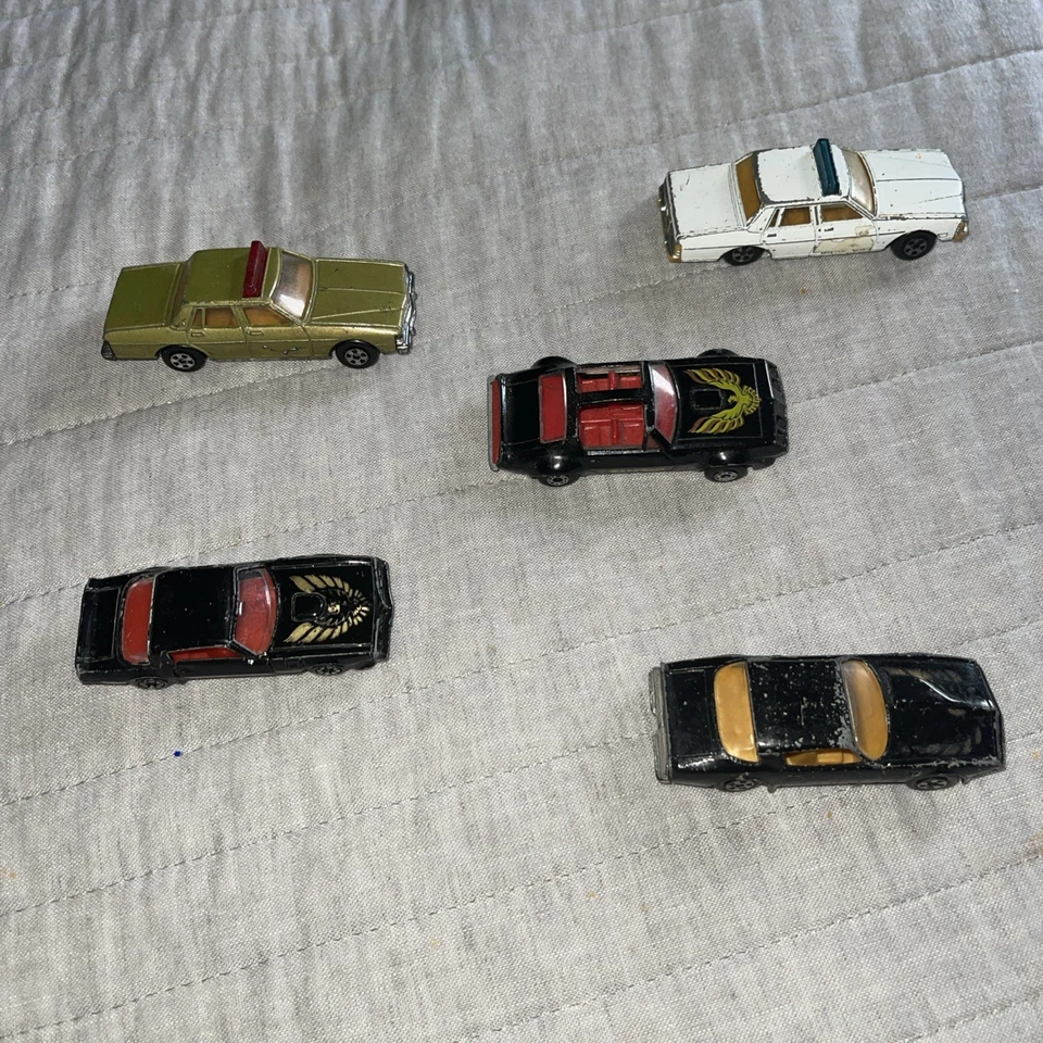 Smokey And The Bandit 5 Car Lot Firebird Police Cars 1/64 Scale Used Lesney Ertl - Image 1 of 4