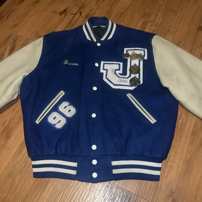 Chaqueta Letterman Vintage 1996 Varsity High School Para Hombre Talla Mediana Janesville Wi Foto 1 de 4