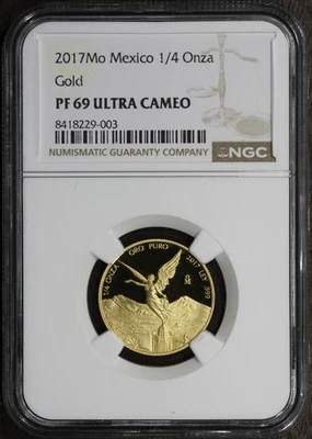 2017-Mo (PF69 Ultra Cameo) Proof Mexico 1/4 oz Gold Libertad NGC - Beautiful - Image 1 of 2