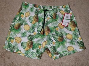 Costume da bagno uomo bianco grande fetta di ananas sfoderato con tasche in rete - Foto 1 di 9