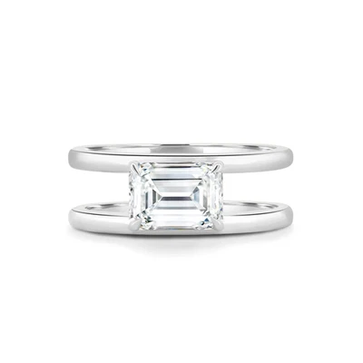 Verlobungsring 18 Karat Weißgold IGI Lab Grown 1 Karat Smaragdschliff Diamant - Bild 1 von 4