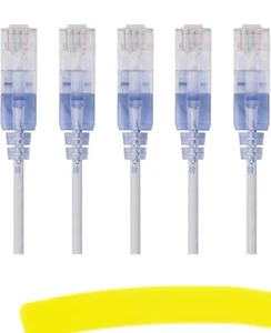 SlimRun Cat6A Cavo Patch Ethernet RJ45 Filo UTP Filo 30AWG 2ft Bianco Confezione da 5 - Foto 1 di 5