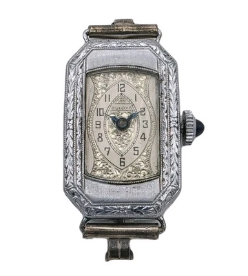 Reloj mecánico Art Deco Bulova relleno de oro 14K para damas grabado años 20 Foto 1 de 4