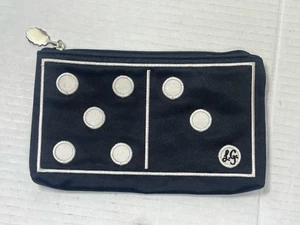 Rare Lulu Guinness Domino Black Makeup Clutch Zipper Bag Embroidered - Picture 1 of 5