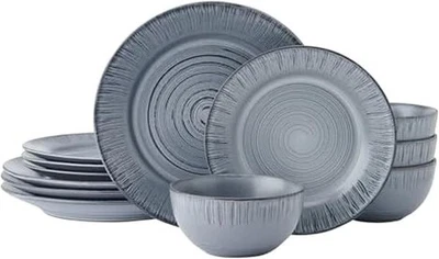 Mystic 12 Piece Plates Bowls Dinnerware Set, Service for 4, Blue - Image 1 of 4