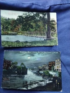 Norwich CT HISTORY Mohegan 1911 Juego de 2 postales Shetucket PUENTE DEL RÍO Agua - Imagen 1 de 9