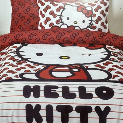 Hello Kitty Red Bows Reversible Quilt Cover Set Double Bed 1.8x2.1m ~ New in Bag - image 1 of 4
