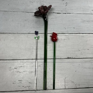 3 floreros de vidrio artísticos de colección decoración florero agitador swizzle decoración - Imagen 1 de 7