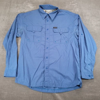Camisa Columbia Titanium manga larga abotonada azul para hombre talla M ligera Foto 1 de 4