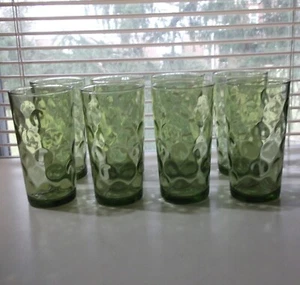 Jeannette 8 Green El Dorado Reverse Dot Tumblers 11 Ounce - Picture 1 of 6