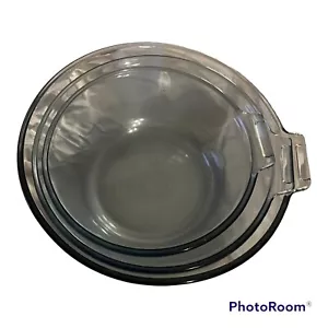 Vintage Pyrex Flameware Skillet Lot 832 + 833 + 834 Blue Tint Glass Cooking Pot - Picture 1 of 3