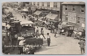 Hopewell Virgina Postcard Hopewell Street Community Cars People Signs VTG RPPC - Picture 1 of 2