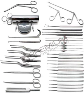 35 Pcs ENT Curettes Tweezers Forceps Retractors Probes Scissors Tools - Picture 1 of 3