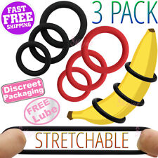 3-Pack Silicone Cock Ring Delay Ejaculation Penis Erection AID Sex Toy Rings NEW