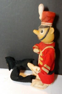 Vintage Pinocchio Soldier Red Rubber Face cloth body wire legs doll 12" RARE - Picture 1 of 12