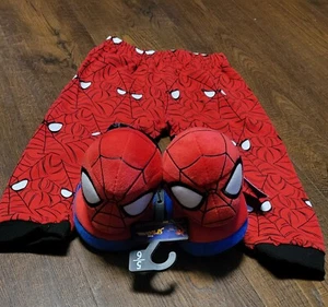 NWT Marvel Spider-Man Size 5-6c Slippers & 2T PJ Pants (New Without Tages) - Picture 1 of 4