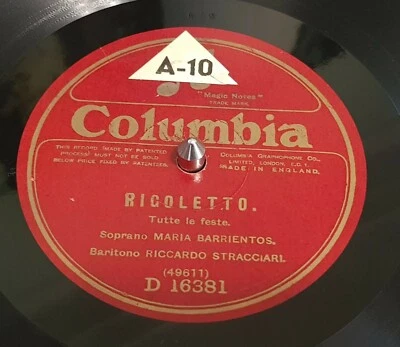 Maria Barrientos, Riccardo Stracciari – Rigoletto - 78RPM 12" record VG+ - Image 1 of 2
