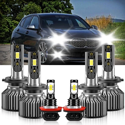 For BMW M135i 2014-2016 LED Headlight Kit Hi/Low Beam+Fog Light Bulb 6Pcs White - Image 1 of 4