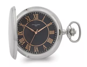 Charles Hubert Chrome Finish Blue Dial Quartz Pocket Watch - Picture 1 of 3