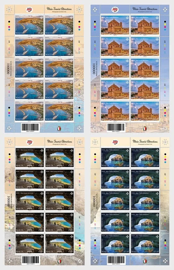 Malta 2024 malte SEPAC Tourist Landscapes Mgarr Harbour Mosta Dome 4x10v mnh FUL - Image 1 of 1