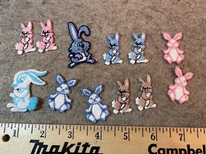 Lot of 12 Baby Bunny sew on embroidered patches applique Easter Nursery - Picture 1 of 8