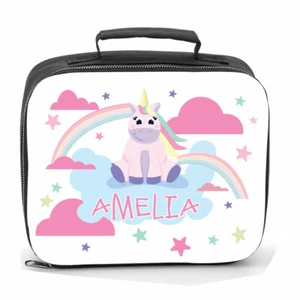 Personalised Lunch Bag Unicorn Rainbow Kids Child's Name School Dinner Lunch Box - Picture 1 of 1