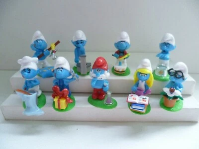 KINDER FERRERO SORPRESINE SERIE COMPLETA PUFFI SMURFS PITUFOS CAKE TOPPERS RAR