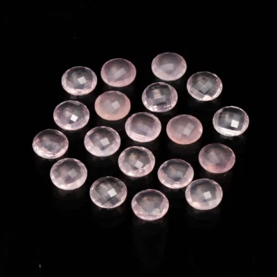 Natural Rose Quartz Checker Cut Both Side 12 MM Round Shape Gemstone 5 Pcs Lot - Image 1 of 4