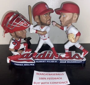 ST. LOUIS CARDINALS PUJOLS, WAINWRIGHT, MOLINA BOBBLEHEADS *(SET OF 3)* 2022 SGA - Picture 1 of 15