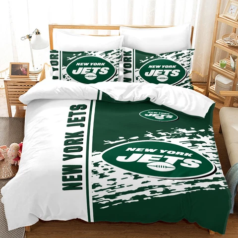 New York Jets Football Bedding Sets 3 Pieces Soft Quilt Cover Pillowcases Gift Cover