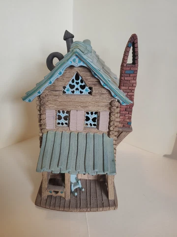 Ceramic Log Cabin with front porch and rocking chair Cover