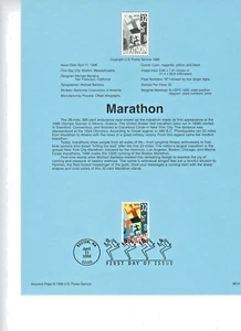 1996 USPS Souvenir Page 32¢ MARATHON #9614 w/Watermark Archival - Picture 1 of 1
