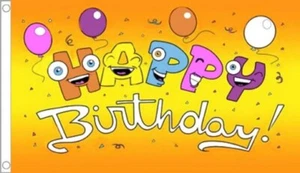 HAPPY BIRTHDAY FLAG 5' x 3' All Smiles and Balloons Party Celebration Smile Flag - Picture 1 of 1