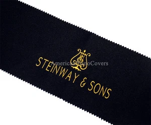 Steinway Piano Key Cover - Black PREMIUM Felt Embroidered Keyboard Cover - Picture 1 of 2