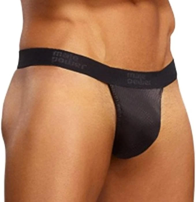 Male Power Cobra V String Thong Small/ Medium Black and Grey