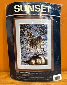 Dimensions Sunset 12126 Wintry Wolves Needlepoint Kit 12x18” NIP 1997 - Picture 1 of 2