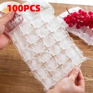 Ice Cube Freezer Bags 2400 Disposable Cubes Maker Clear Bag Fridge Party BBQ - Picture 1 of 6