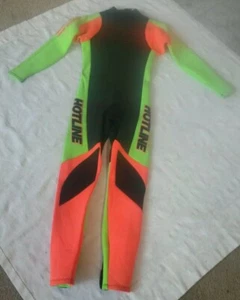 RARE authentic vtg 80-90s neon long wetsuit, HOTLINE Santa Cruz, CA XS Boy's 14? - Picture 1 of 4