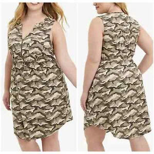 Nuevo Torrid Mujer Talla 3X Cremallera Frontal Camisa de Vestido Elástico Challis Camuflaje Nuevo con Etiquetas - Imagen 1 de 8