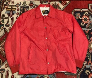Vintage 70’s Sears Red Sherpa Lined Nylon Windbreaker Jacket Size Medium - Picture 1 of 8