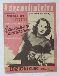 29924 SPARTITO MUSICALE 01/ - A ciascuno il suo destino (Slow) - Curci ed. 1946 - Imagen 1 de 5