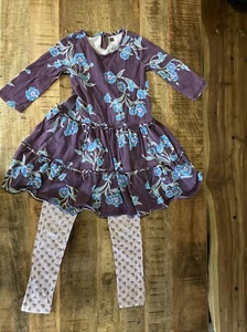 2-Piece Girls TEA COLLECTION Floral, Dress and Leggings Size 7 - Picture 1 of 15