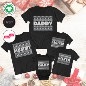 Family Matching Pattern Christmas T-Shirts Adults Kids Baby Gift Present - Picture 1 of 13