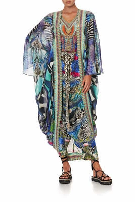 Camilla Cafe Nairobi Long Sleeve Long Cape Kaftan Layer Silk & Crystals NWT $899 - Image 1 of 4