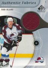 2005-06 SP Game Used AUTHENTIC FABRIC #BL ROB BLAKE - Colorado Avalanche
