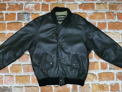 Chevignon Paris Vintage Chaqueta de Cuero Porte Avión Negro Francia Talla: M Tip - Imagen 1 de 4