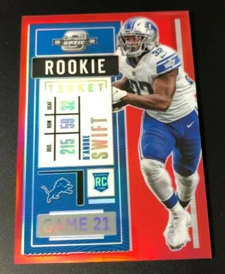 2020 Contenders Optic Rookie Ticket D'ANDRE SWIFT RED RC #024/125 Made LIONS #70 - Image 1 of 2