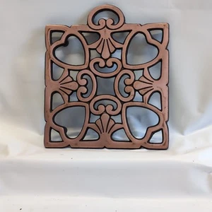 Pampered Chef Round-Up From the Heart Trivet 2008 #0903 Cast Iron & Copper 6”x6” - Picture 1 of 7